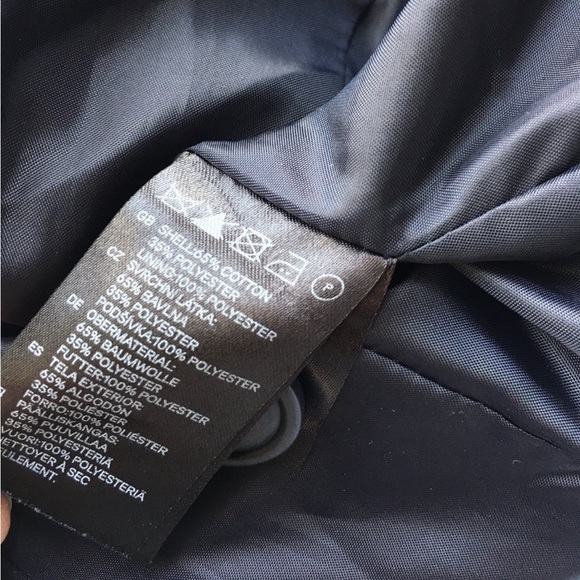 New H&M blazer jacket coat crop striped texture navy white button seam 8 medium - Picture 5 of 5